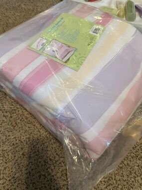 Striped Pastel Full Comforter - Pink, Lavender & White